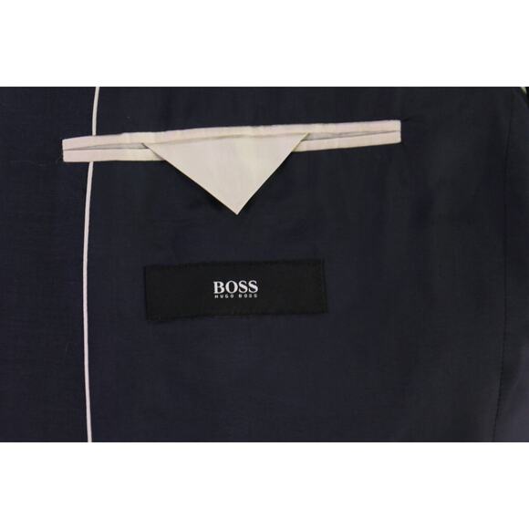 Hugo Boss The Jam/Sharp Solid Navy Blue Super 130's Wool 2-Btn Suit 40L - Picture 7 of 11